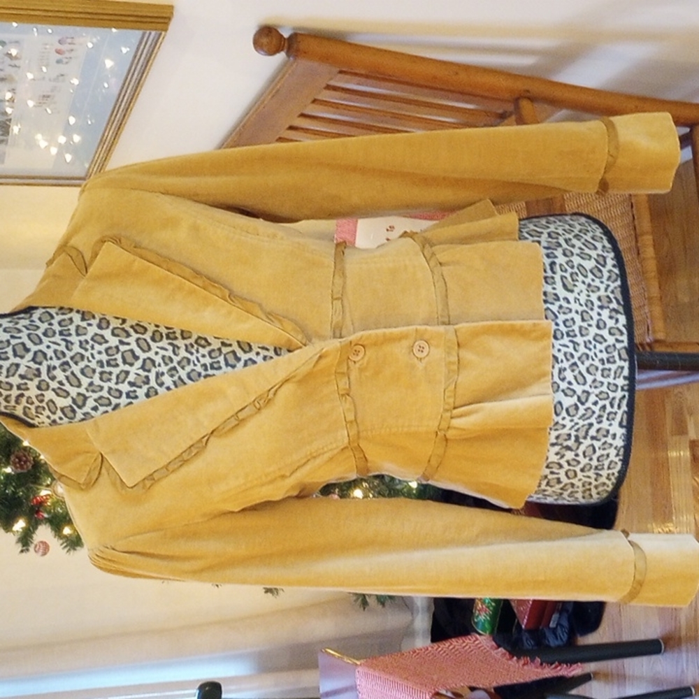 Sitwell Anthropologie Ladies Micro Velvet Blazer Size:6 Color:Deep Yellow NWOT